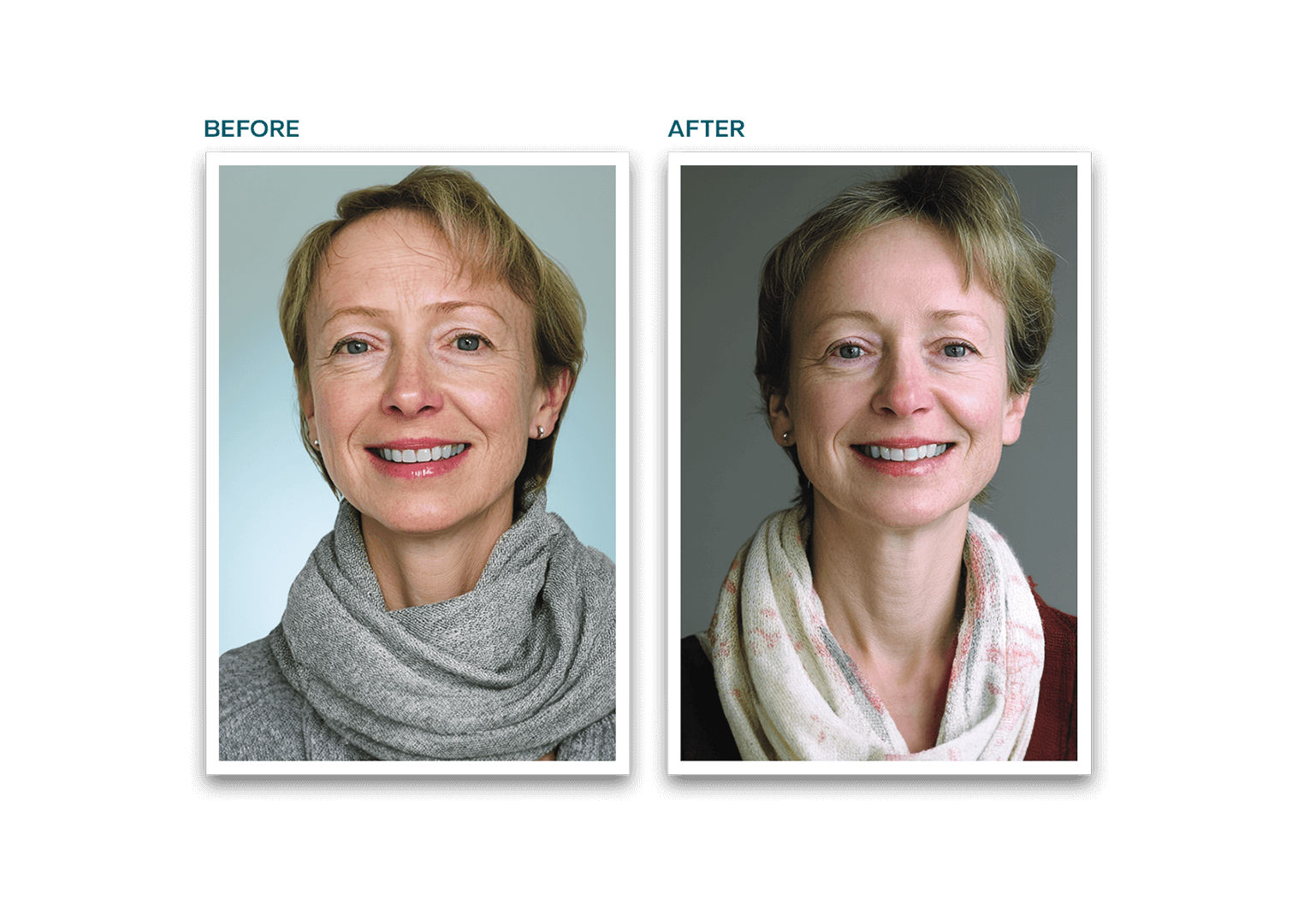 Before-and-after photos of a female patient's Botox cosmetic treatment for facial expression lines at the medical spa at Rapid Weight Loss Centers in the Pee Dee and Grand Strand region of South Carolina.